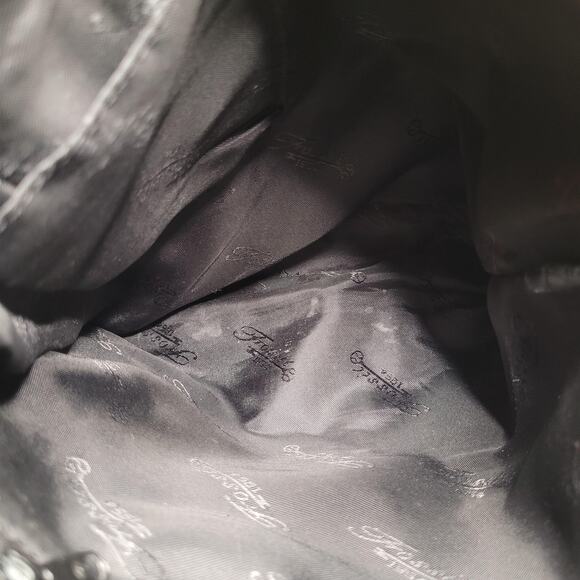 Fossil Crossbody Shoulder Bag Black Leather Floral Embossed Fringe Boho Hippie - Picture 10 of 10